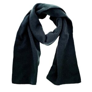 Double Layered Acrylic Knit Scarf Black Unisex Neck Warmer 70"x11" NWOT